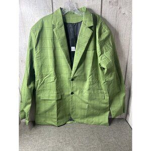 Mens Green Slim Fit Lightweight Casual Sport Coat Jacket 3XL See Measurements
